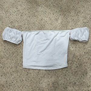 White Stretchy Off the Shoulder Crop Top Size S
